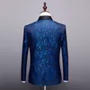 Pyjtrl Męskie Moda Kwiatowy żakard Dress Blazer Dentleman Shwal Lapel Slim Fit Party Wedding Prom Suit Kurtka Męski Kostium Homme LJ201103