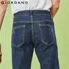 Giordano Homens Jeans Denim Jeans Elastic Mid Rise Pés Estreitos Qualidade Algodão Denim Jeans Pantalones Whiskering Denim Roupas 201118