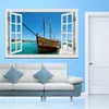 Barco à vela no mar Alta qualidade 3D Wall Art Removível Adesivo de Parede Sailboat Mar Paisagem Criativa Janela Vista Decoração Home 201130