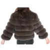 Véritable fourrure de renard herbe veste femme hiver fourrure naturelle mode courte veste en cuir de luxe manteau en cuir 201212