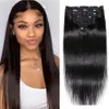 Clip-in-Haarverlängerungen, brasilianisches Echthaar, gewellt, 8 Stück/Set, natürliche schwarze Farbe, 20,3–66 cm, 120 g