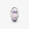 Nowy przylot 925 Sterling Srebrny Butterfly Pink Murano Glass Charm Fit Fit Oryginalny Europejski Urok Bransoletka Modna Akcesoria 316J