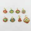 5 pz Cinese Lucky Placer oro Ciondolo Smalto Cloisonne Charms FAI DA TE Gioielli Che Fanno Forniture Collana Braccialetto Cavigliera Accessori Commercio All'ingrosso