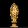 Figurines Bois Bouddha Guanyin MahasthamaPrapta Amitabha Spirit Statue AvalokitesVara Buddha Goddha Decor Décor Cadeau Craft R1543