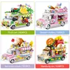 Lepin amis blocs ville camion de crème glacée vue sur la rue salle à manger voiture Mini bloc de construction nourriture collations boutique briques jouets pour enfants filles