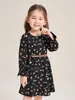 Robe à manches volantées et imprimé floral pour petites filles, sans ceinture, SHE