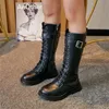 Botas de couro para crianças para meninas meninos altos mid-bezerro primavera outono inverno moda sólida cores antiderrapante longa neve