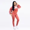 Kvinnor Tracksuits Sweatsuit Top och Long Pants 2 Piece Woman Set Female Cotton Casual Sport Women Sweat Suit Outfits Plus Size