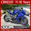 Motorcykelkropp för Honda CBR-650 CBR 650 CBR650 F 2011-2016 Bodywork 73NO.18 CBR-650F CBR650F 11 12 13 14 15 16 CBR 650F 2011 2012 2013 2014 2015 2016 Fairings Gllossy Blue