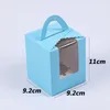 Gift Wrap Baking Cake Box With Transparent Window Portable Solid Color Dessert Folding Packaging Boxes 6 Colors