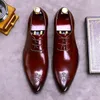 2020 hommes vêtements de cérémonie chaussures en cuir véritable chaussures habillées hommes bout pointu sculpté grande taille Oxfords à lacets chaussure de mariage