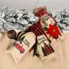 Vinflaska Cover Burlap Plaid Bag Hem Holiday Christmas Decoration Red Wine7637974