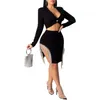 New women's dresses long sleeve suit top diamond skirt sexy European and American suit