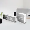 LED Horloge Murale Montre Moderne Brève Conception 3D DIY Électronique Grand Miroir Table Réveils Bureau Enfants Chambre Date Heure Horloge De Bureau 201118