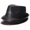 Mistdawn hochwertiges Leder Herren Fedora Trilby Hut Gentleman Winter Panama Cap1