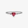 100% 925 Sterling Silver Sparkling Red Coração Anel para Moda Mulheres Acessórios De Jóias De Noivado De Casamento