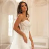 Plus Size Mermaid Wedding Dresses With Detachable Train Sexy Strapless 3D Floral Appliqued Boho Bridal Gown Custom Made Vestidos De Novia