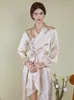 Morning Gowns Pajamas Female Custom Made Long Sleeves Soft Silk Stretch Nightgown Sexy V Neck Wedding Cape Cloak Comfortable