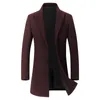 Fgkks merk mannen winter wol blend jas s nieuwe mode warme dikke wollen jas slank fit vaste kleur mannelijke trench jas lj201106