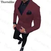 Thorndike пикированные отвороты с твердой формальной свадебной одеждой Blazers брюки двубортные тонкие мужские костюмы повседневные осенние Groom Tuxedos 201105