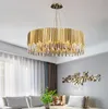 Modern Led Chandelier for Living room Bedroom Gold Round Stainless Steel Crystal Kitchen Hanging Light Fixture