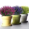 6 Pieces Artificial Lavender Flowers Plants Lifelike Plant Fake Shrubs Greenery Bushes Plastic Bouquet Garden Courtyard Decor