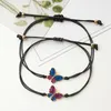 2 pièces ensemble papillon Bracelet à breloques fait à la main réglable noir cire corde chaîne Bracelets pour femme bijoux anniversaire Gift8143907