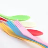 Portable Plastic Spoons Fork Travel Tableware Set Camping Cutlery 3 In 1 Knife Forks Scoop Household Kitchen Tool 6Pcs/Set