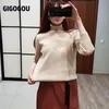 GIGOGOU Winter Pullover Frauen Rollkragen Warm Dicken Pelz Pullover Langarm Crop Pullover Gestrickte Jumper Frauen Weihnachten Pullover 201224