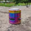 Rainbow Style Zinc Alloy Rökning Herb Grinder 50mm 4 Piece Metal Tobacco Grinder Smoke Grinders för handsked rörtillbehör