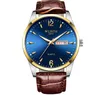 WLISTH Heren Kerst Vintage stalen riem Mode Dubbele Kalender Lichtgevende Waterdichte Belt Horloge Quartz