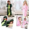 Girls Boys' Plush Hooded Bathrobe - Dinosaur Fleece Robe LJ201216