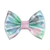 Ins 5 pollici Sirena Ragazze Girls Clip per capelli Pelle Capelli Archi Bambini Bambini Bambini Moda Bowknot Baby BB Clip Designer Girl Accessori per capelli