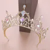 2021 Gouden prinses hoofddeksels chique bruids tiara's accessoires verbluffende kristallen parels bruiloft tiara's en kronen 12172