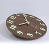 Wall Clocks 12 Inch Luminous Clock Wood Silent Light In Dark Night Nordic Fashion Non Ticking With