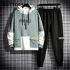 Mężczyźni Dres Jogging Suit Patchwork Bluzy Zestaw Mężczyzna Polar Bluzy + Spodnie Workout Dwukierki Zestawy Siłownia Odzież sportowa 211230