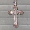 Handgefertigte Hochzeits-Halskette aus 18 Karat Roségold für Damen und Herren, christliche Kreuz-Anhänger, Sona-Diamantmalerei, voller feiner Schmuck, vier Stile