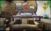 Özel Fotoğraf Duvar Kağıtları Duvar Resimleri Duvarlar 3D Moda Retro Vintage Araba Bar Restoran Arka Plan Duvar Tuğla Duvar Duvar Kağıtları Ev Dekorasyon