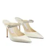اسم مصمم Women's Bing Dress Shoes Pumps Elegant High Heels مدبب إصبع القدم Crystal Strap Party Wedding Ladies Bridals Shoe EU35-4269X