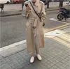 İngiliz Kruvaze Boy Uzun Trençkot Kadın Rüzgarlık Moda Kadın Turn-down Yaka Uzun Paltolar Kış 201111