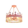 LED Room Children Cristal Chandelier Net Red Ins Princesa Girl Dos Desenhos Animados Crown Eye Protection Eyming Study Estudo Candelabro Quarto