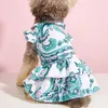 Vestido para perros Impresión por sublimación Falda para perros con mangas con volantes Ropa para perros Faldas para cachorros en fiesta Ropa para mascotas Suave y transpirable para Pomerania Caniche Yorkshire XL A294