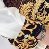 Camicetta casual Homme Camicia da banchetto barocca Camicia da uomo Paisley in oro nero Camicia da uomo coreana di lusso a maniche lunghe con stampa Camicie da uomo Slim Fit 220222