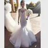 Sexy Vestido De Novia Mermaid Wedding Dresses Formal Bridal Gowns Halter Beaded Lace Appliques Crystal Beads Luxury Illusion Sweep Train Plus Size