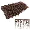 Paquetes de tejido de cabello humano Remy marrón medio Deep Wave 4 con cierre frontal de encaje 13X43502870