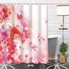 Modern Custom Red Heart Polyester Fabric Printing Shower Curtain Bathroom Waterproof 12 Hooks For The Bath T200711