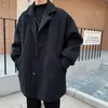 Business Fashion Casual Män Varm Tjockad Vinterull Trench Woolen Coat Slim Windbreaker Long Jacket Outwear Plus Size M-2XL