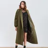 Chicever Korean Plaid Cotton Coat for Women Lapel Collar Lantern Sleeve Oversize Loose Long Female Parkas Winter 201214