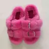 NXY Slippers European Station Real Fur Mink Skor Ladies Slides Flat Heel för kvinnor 220127