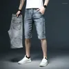 Men's Jeans 2022 Summer Slim Fit Short Fashion Cotton Stretch Vintage Denim Shorts Grey Blue Pants Male Brand Clothes